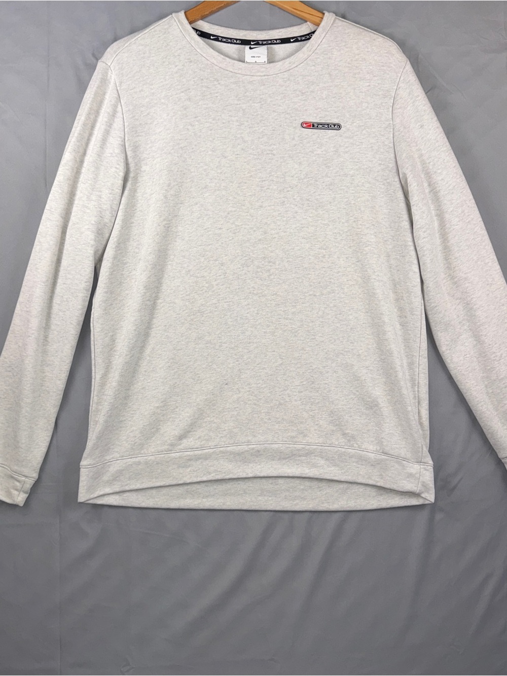 Nike Sweatshirt Mens Large Gray Track Club Dri-Fit Crewneck Pullover Running